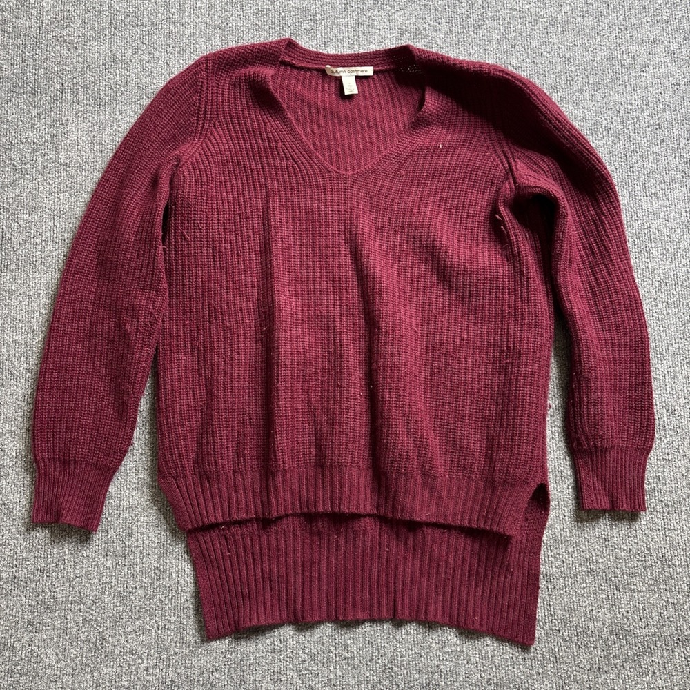 Autumn Cashmere Sweater Women's Small Red 100% Pure Cashmere Scoop Neck Knit